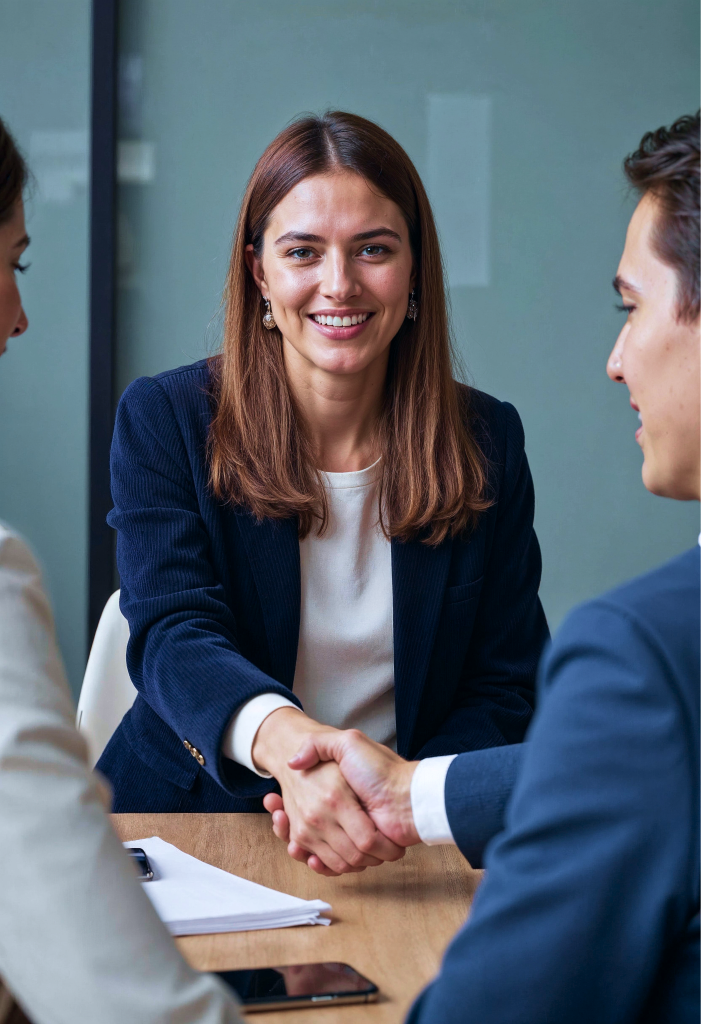 FastXE partner shaking hands with a client